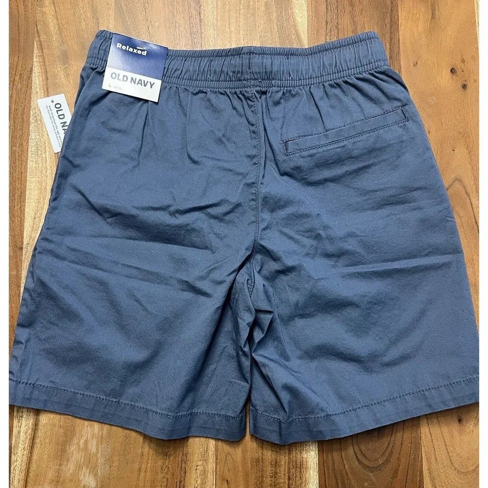 Old Navy Boys Blue Relaxed Dock Shorts Elastic Waist Cotton Size L 10-12 NWT